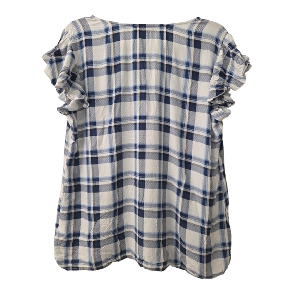 Suzanne Betro Plaid Henley Top XL - Picture 6 of 7